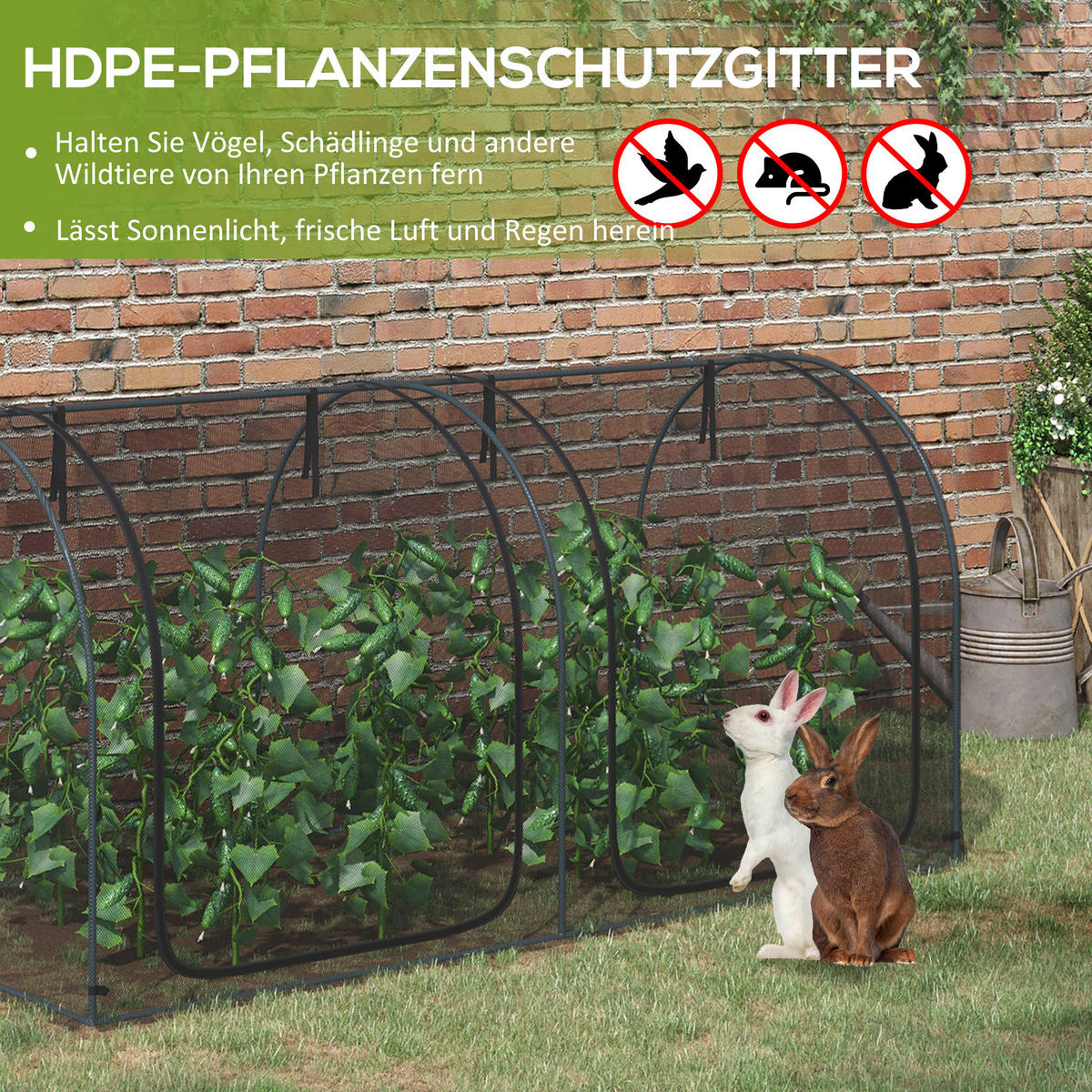 PFLANZENSCHUTZNETZ Stahlramen - Schwarz, Metall (120/120/249cm) - Outsunny