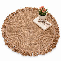 PREPROGA naravna okrogla juta ročno tkana 60 cm - bež, tekstil (60/60cm) - Relaxdays