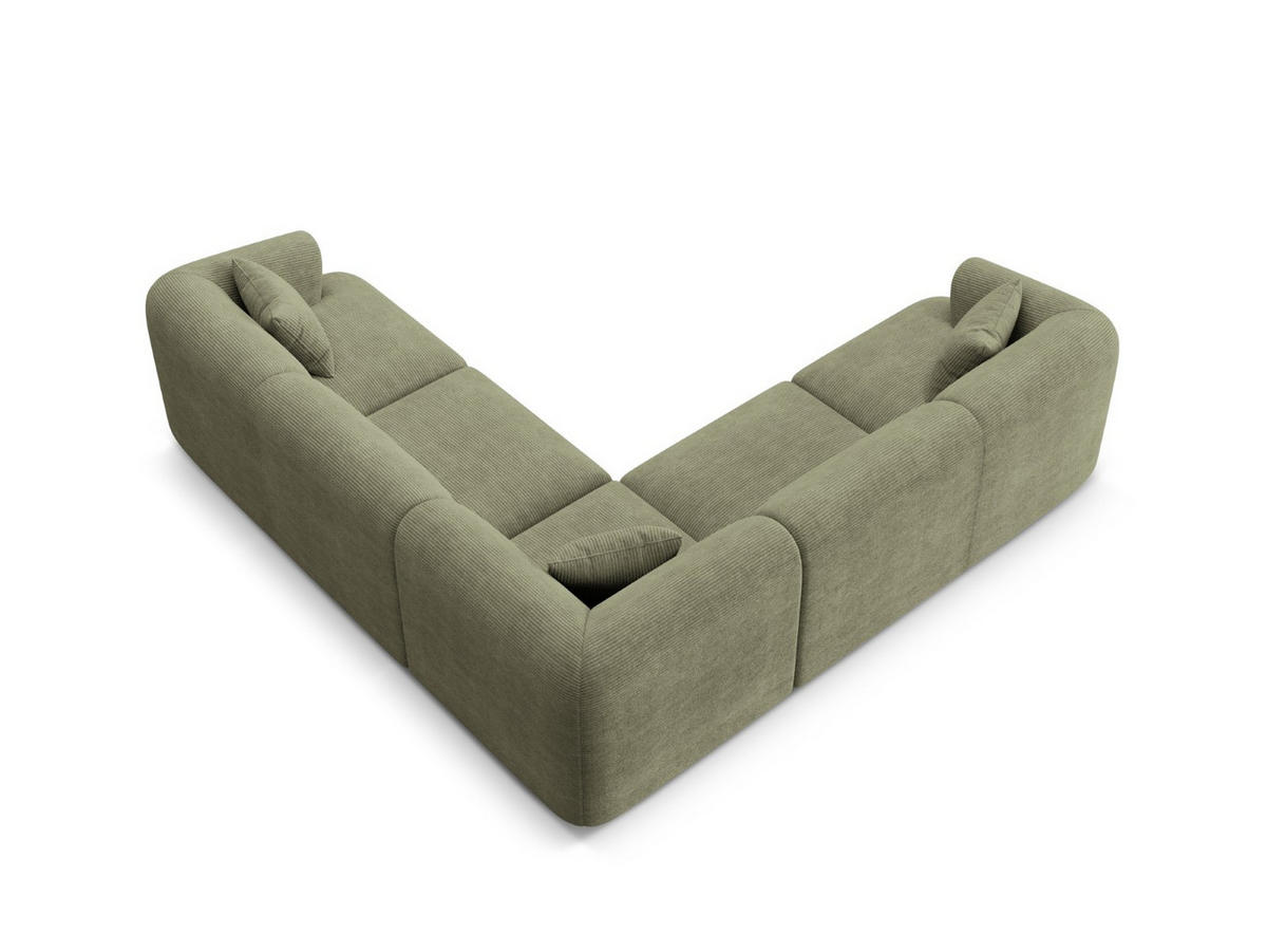 SYMMETRISCHES-MODULARES-ECKSOFA Campi aus Cord Moosgrün 6 Sitzplätze - Salbeigrün, Textil (255/255cm) - Cosmopolitan Design