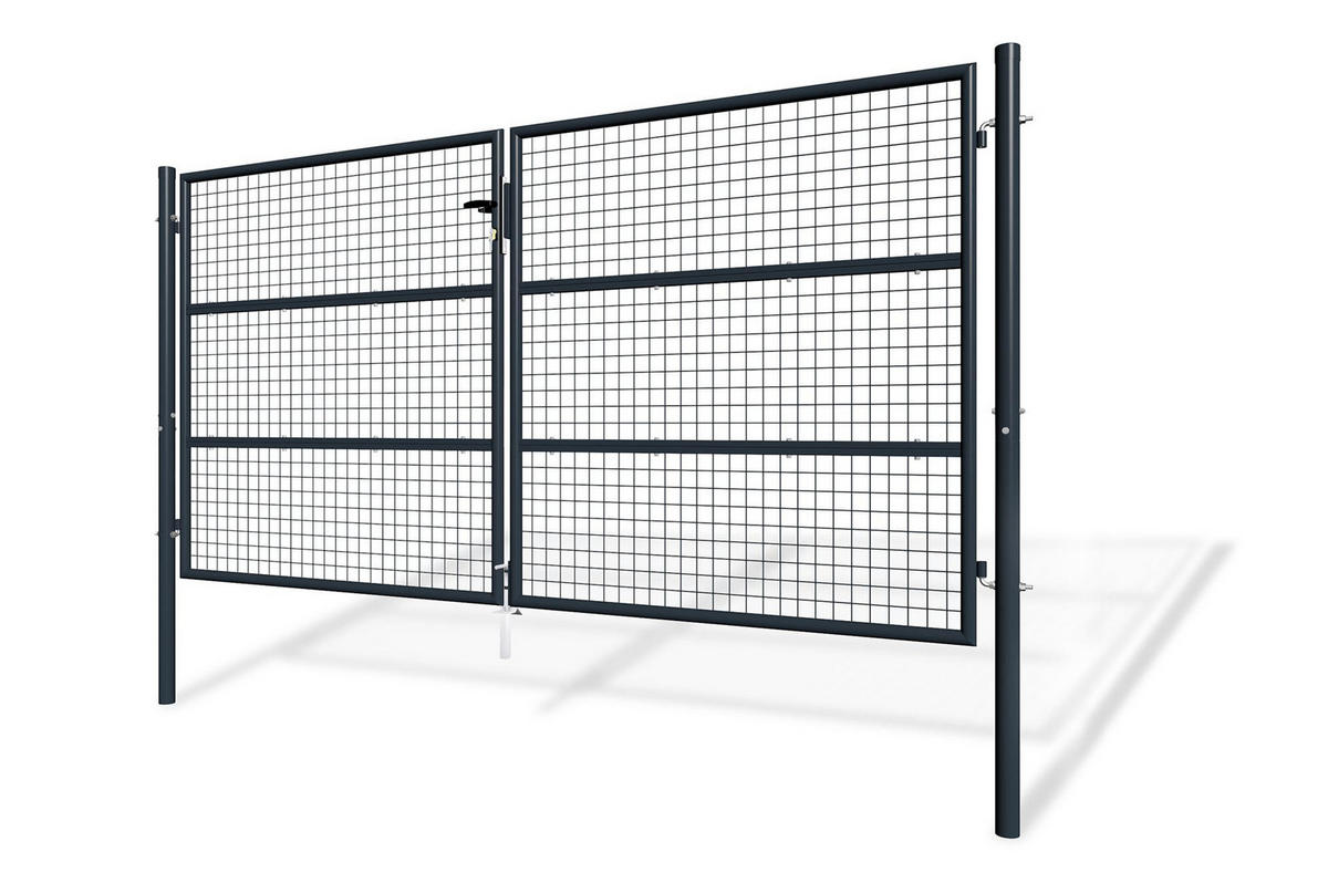 ZAUNTOR Olga Grau 3m H.150cm + TÜRCHEN 1m H.150cm - Grau, Metall (306/156cm) - Casanoov