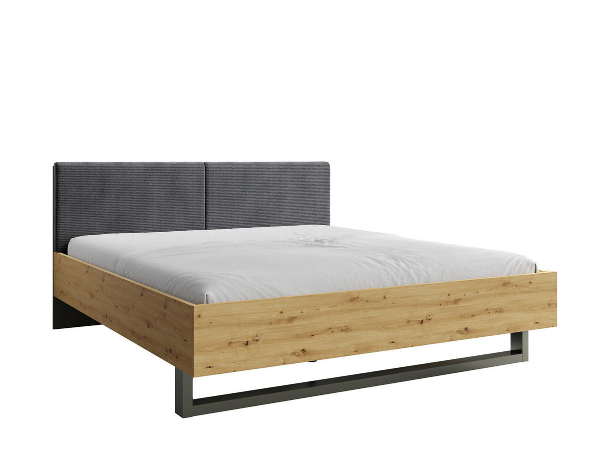 BETT RAVENO – 160×200 cm - mit lattenrost , ohne Bettkasten Grau Graphit - Grau, Holzwerkstoff (160/200cm) - Milaros Markt