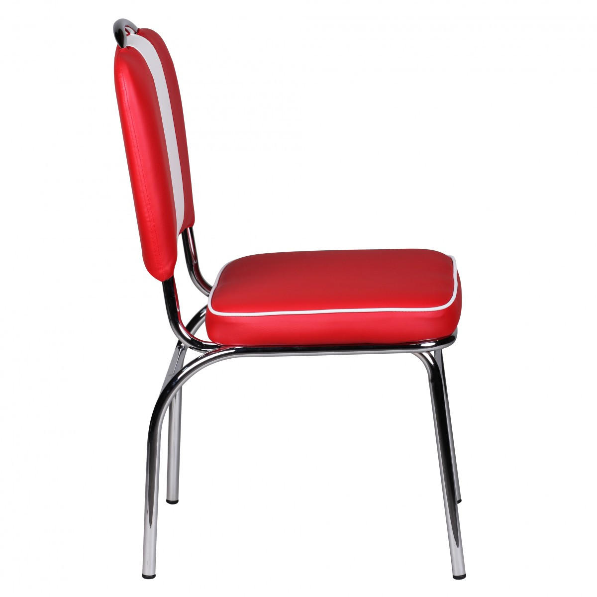 ESSZIMMERSTUHL Kunstleder mit Metallgestell Retro 50-er Jahre gepolstert, Rot 47x45x90 cm - Rot/Silberfarben, Kunststoff/Textil (47/90/45cm) - KADIMA DESIGN