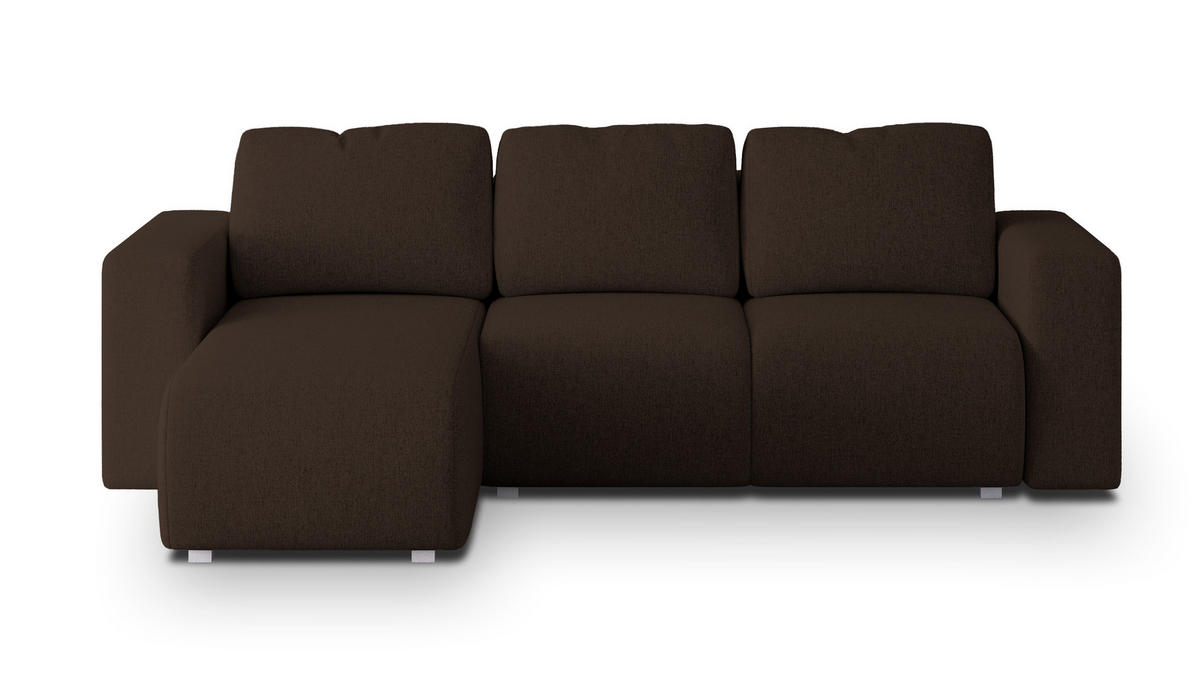 ECKSOFA RINOVA Braun Geflochtener Stoff mit Schlaffunktion - Dunkelbraun, Holz (250/143cm) - MASSENO