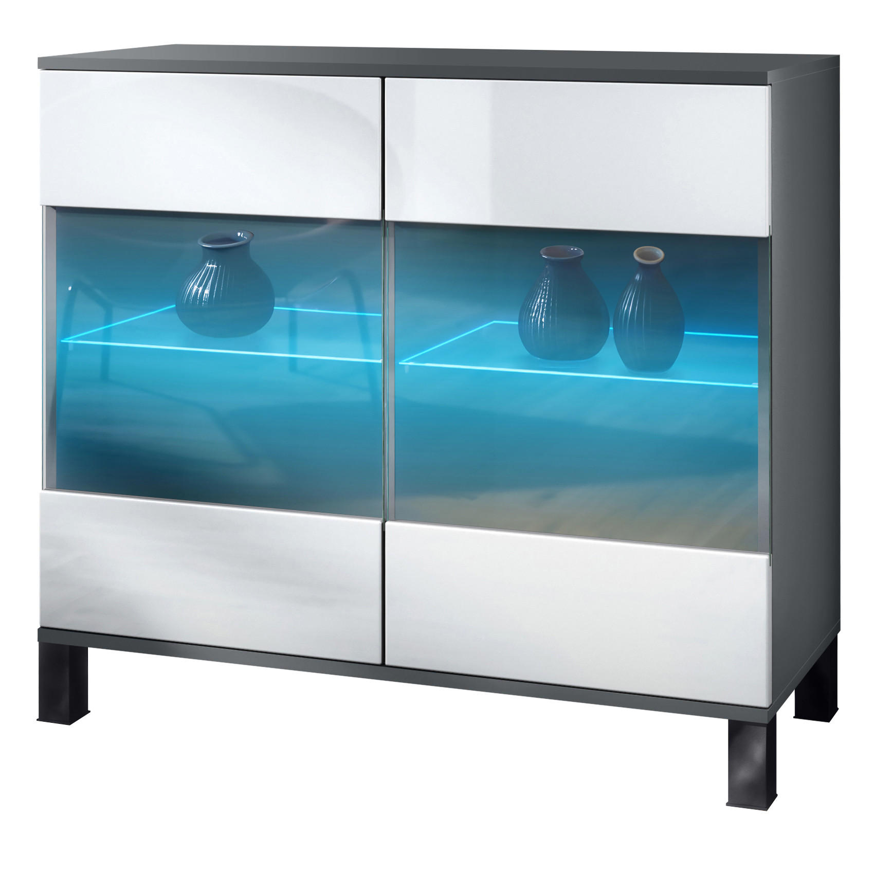 Vladon Kommode Weiß Hochglanz 92.5x84.5x35 cm