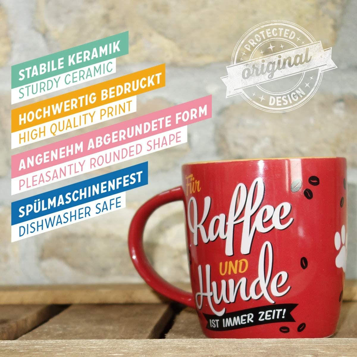 KAFFEETASSE 330 ml PfotenSchild Kaffee & Hunde - Multicolor, Keramik (0.33L) - Nostalgic-Art