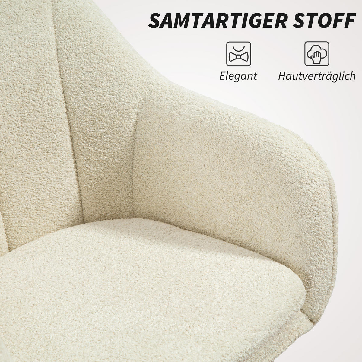 SCHREIBTISCHSTUHL Homeoffice Stuhl mit Samtoptik Gewölbter Rückenlehne Beige - Beige, Textil (60/94/63cm) - HOMCOM