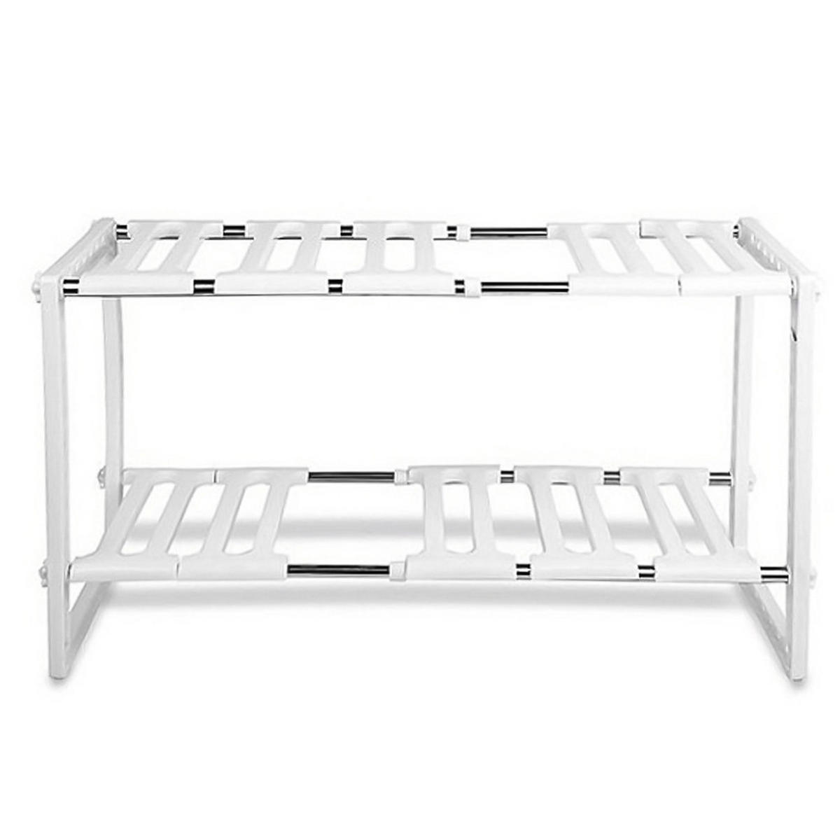 KÜCHENREGAL 2-Stufig Verstellbar Metall - Silberfarben/Weiß, Kunststoff/Metall (70/39/26.5cm) - Livingandhome