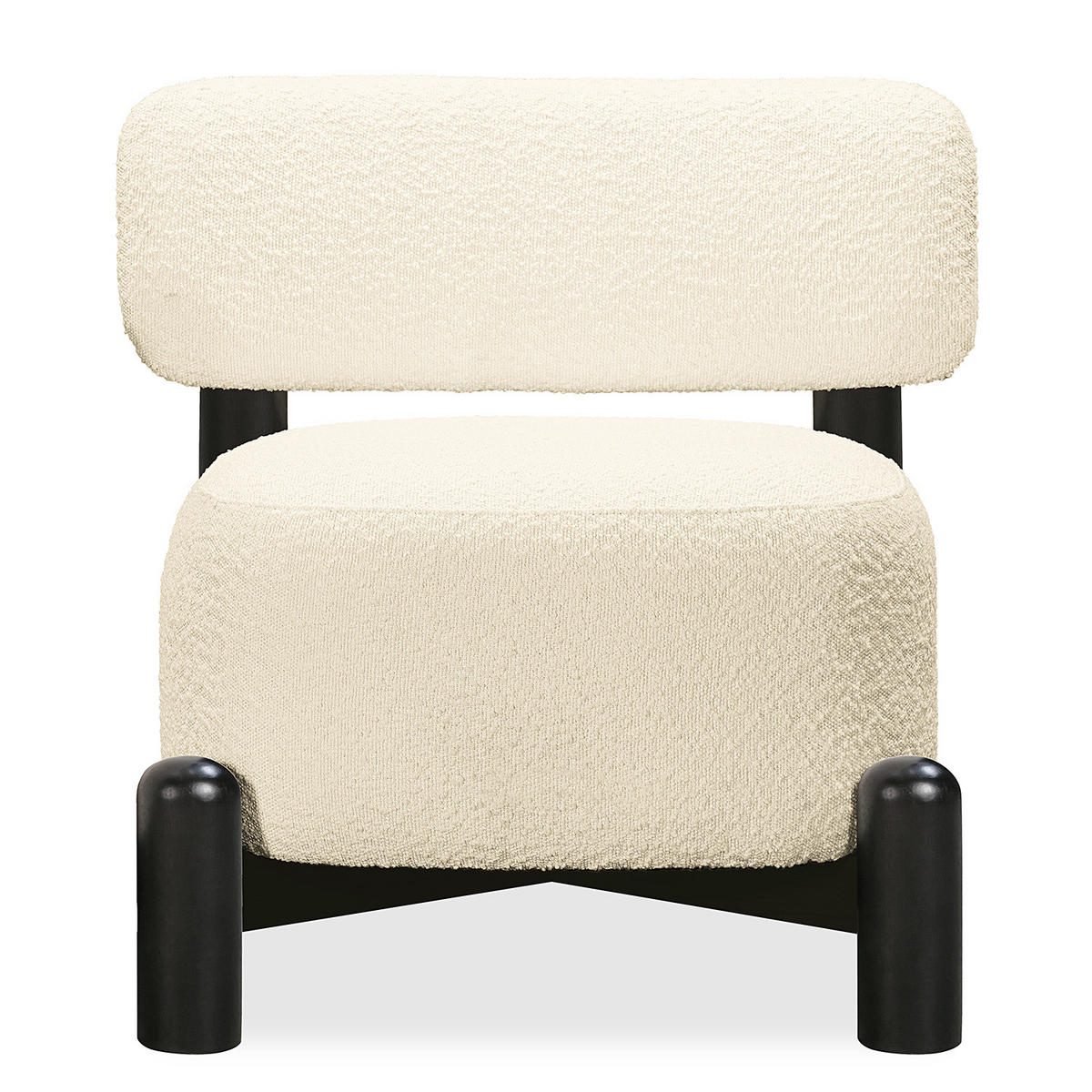 SESSEL - Bouclé Stoff - Creme, Holz/Textil (76/65/81cm) - home24