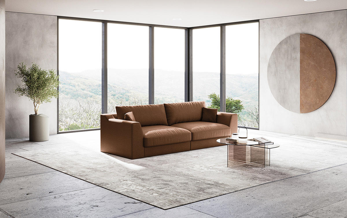 BIG-SOFA - Cognac, Kunststoff/Textil (274/90/112cm) - home24