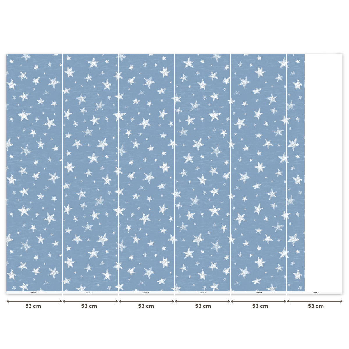 KINDERTAPETE - Sterne - Muster - Blau - 280x220 cm - Hellblau, Papier (280/220cm) - OnlyWow