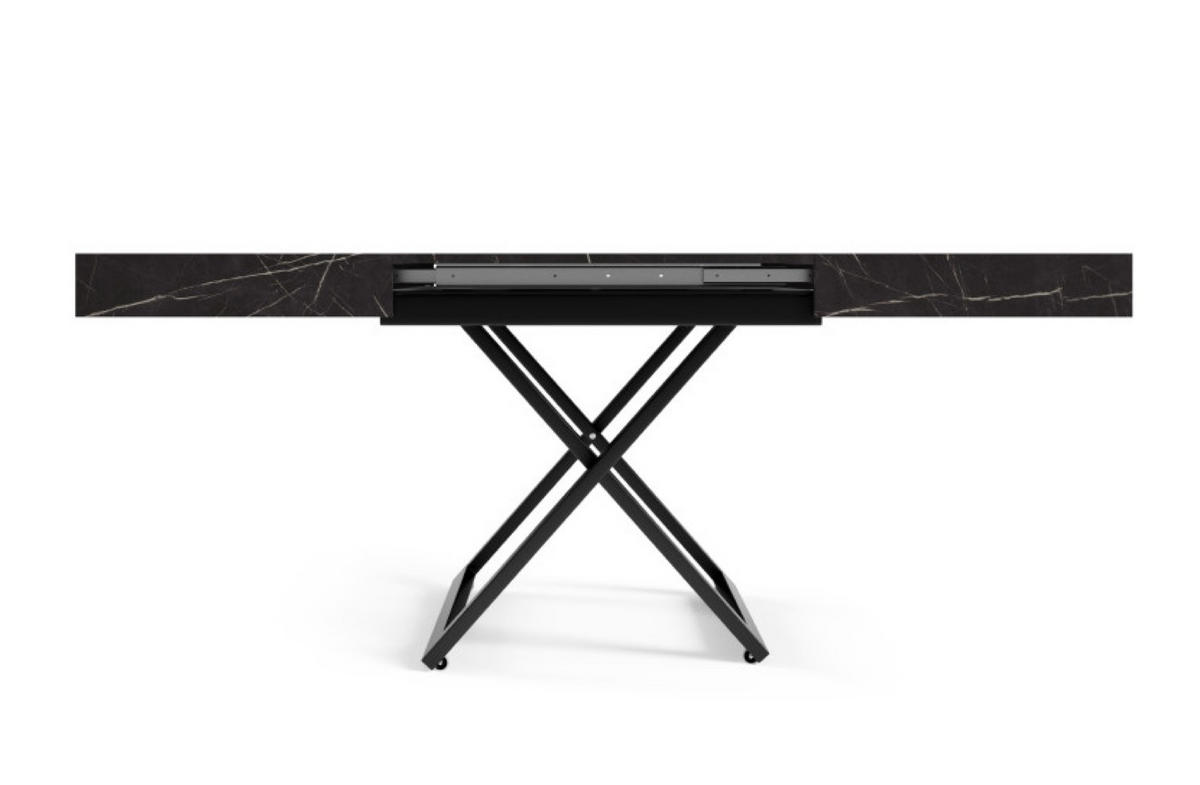 TISCH Schwarz SIENNA Modern U-Förmige Beine Pietra Grigia - Schwarz, Holzwerkstoff (80/80/80cm) - Sepro Meble