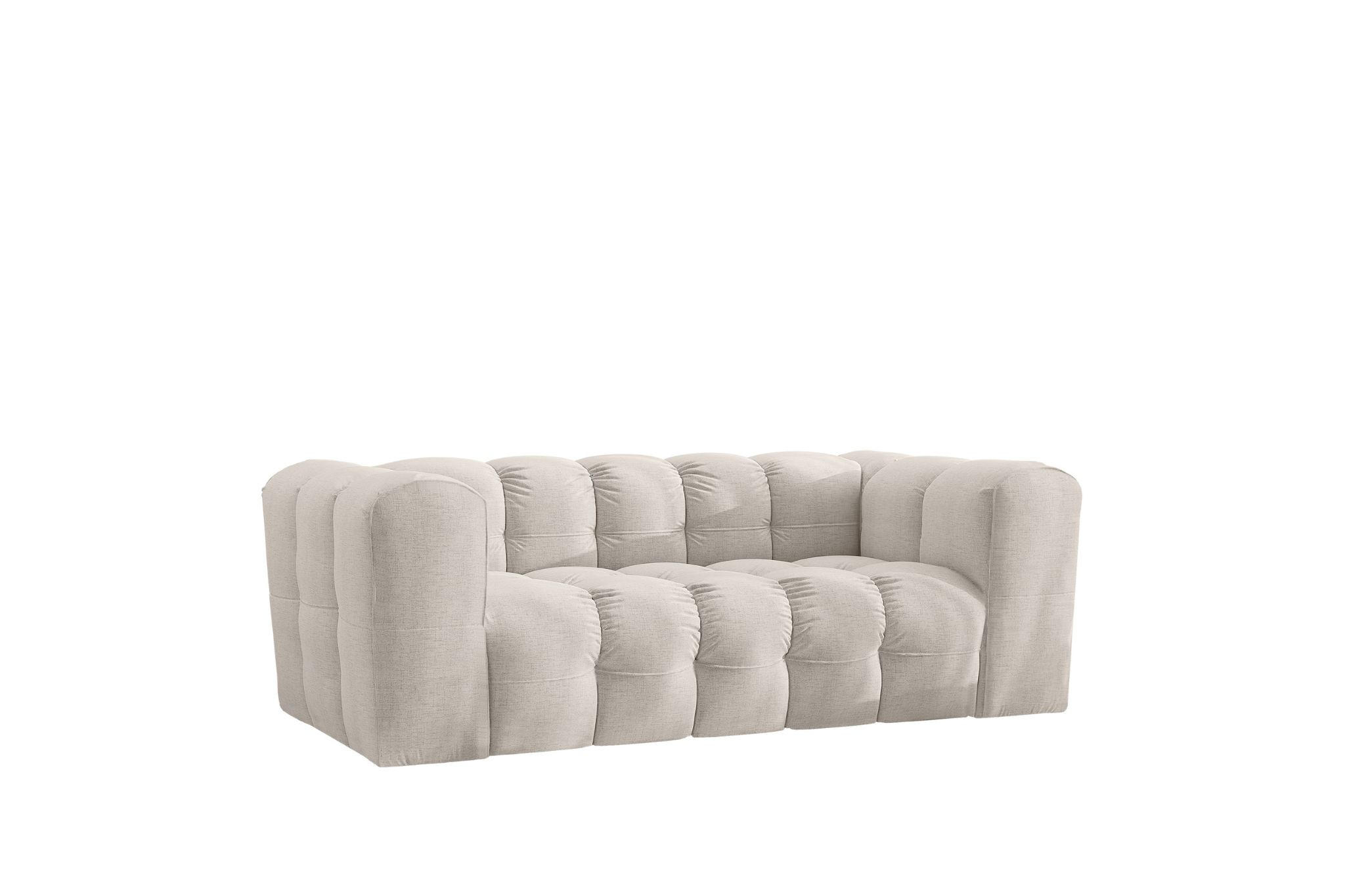 SOFA 2-Sitzer, Komfort, BALOO, Stoff Schenille, Ecru - Ecru, Holz (196/75/106cm) - Kaiser Möbel