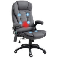 MASSAGE-BÜROSTUHL mit Wippfunktion, Schreibtischstuhl mit Heizfunktion, Grau - Dunkelgrau/Schwarz, Kunststoff/Textil (74/116/67cm) - Vinsetto