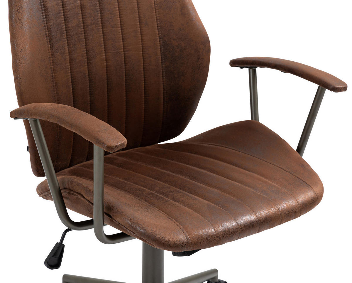 DREHSTUHL Lederlook cognac - Cognac/Schwarz, Textil/Metall (69/97/61cm) - CLP