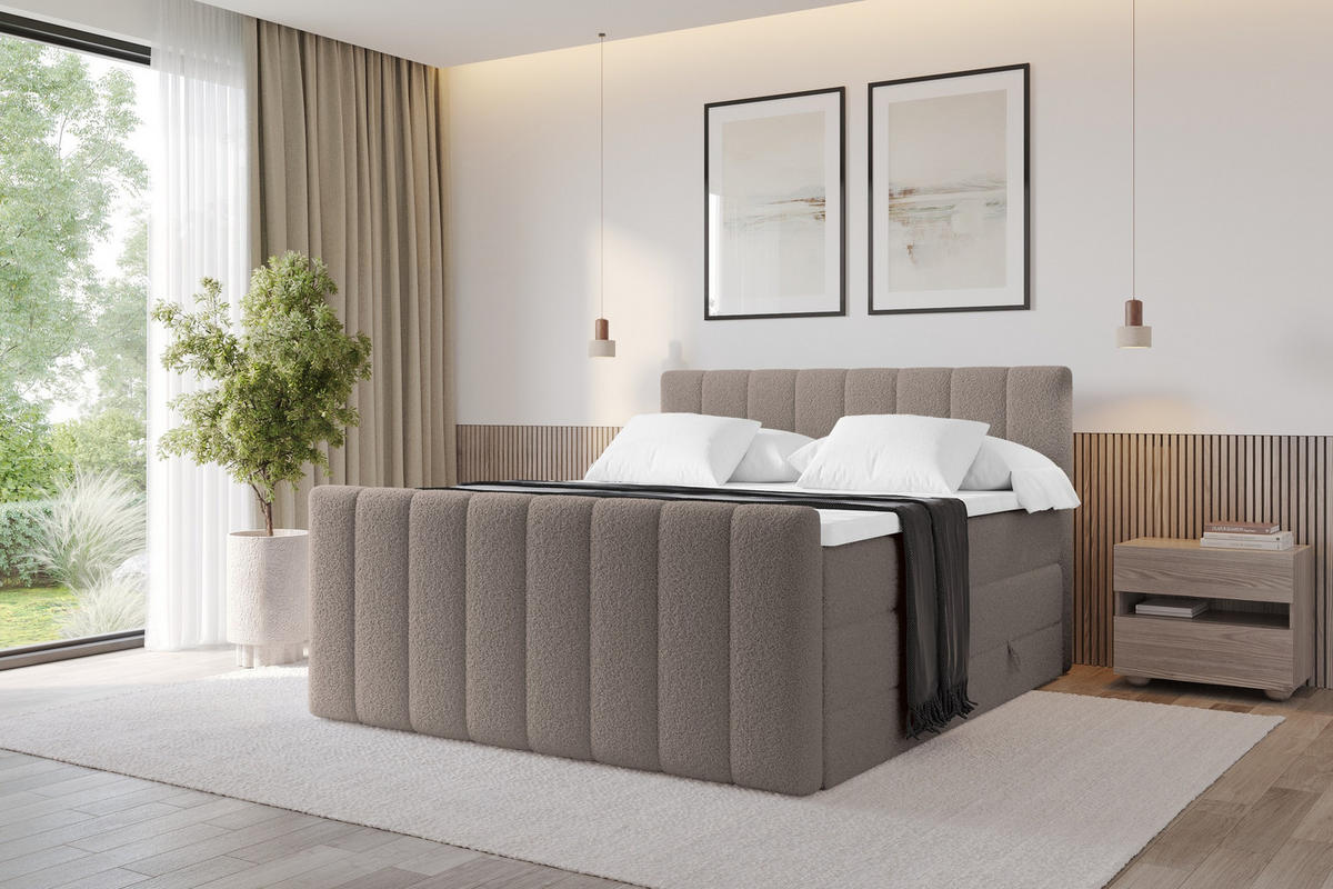 BOXSPRINGOVÁ POSTEL s matrací H3/H4 - OTTA-Z KING - 120x200 cm Hnědá - hnědá, kompozitní dřevo (120/200cm) - ALTDECOR
