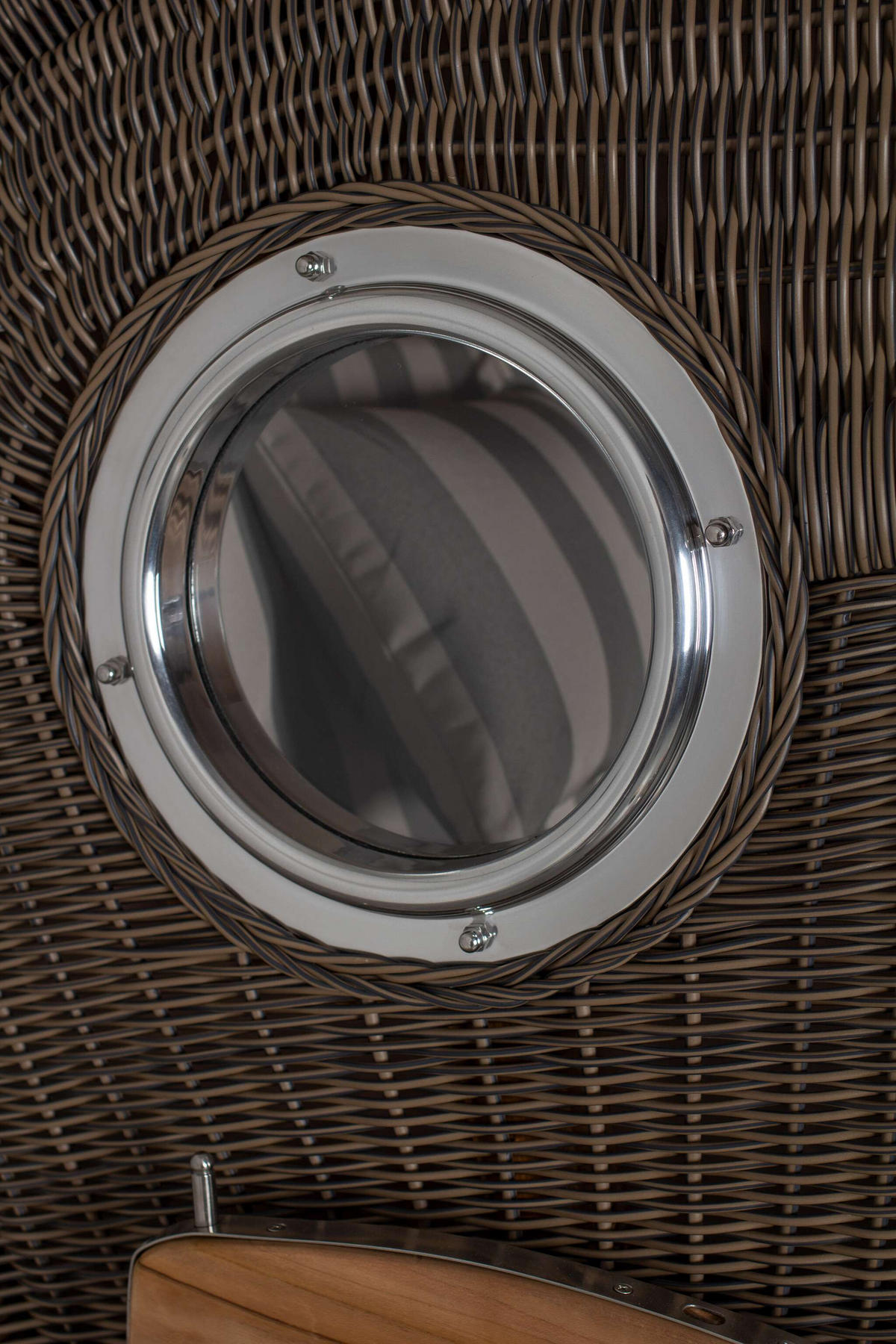 STRANDKORB Düne Single Teak 1-Sitzer - Braun/Grau, Holz/Textil (96/165/80cm) - Mr. Deko