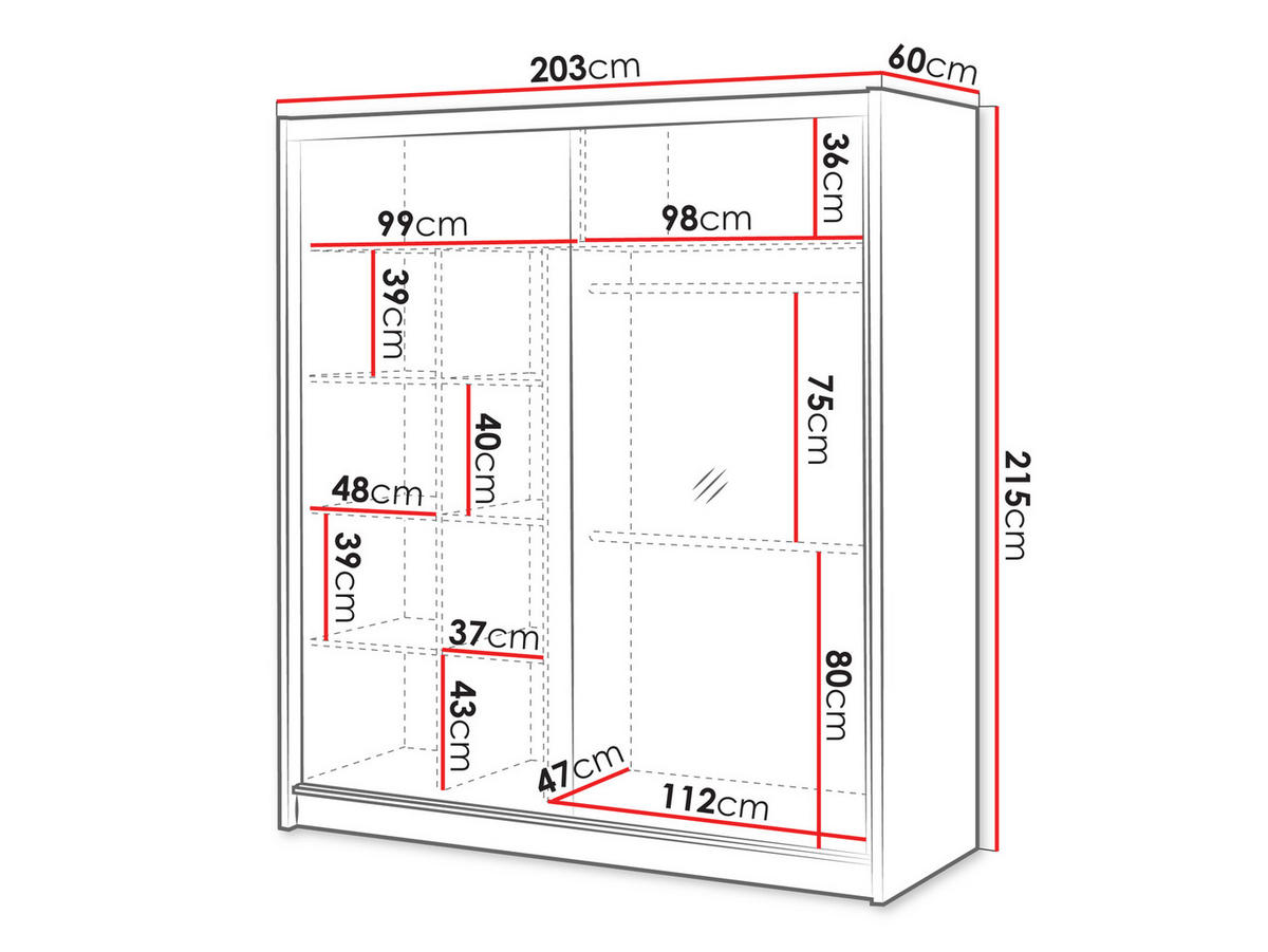 SCHWEBETÜRENSCHRANK London Lux 203 - Kaschmir, Holzwerkstoff (203/215/60cm) - MIRJAN24
