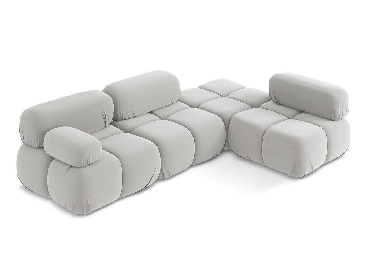 ECKSOFA Rechts Samt Stoff Grau - Silberfarben/Schwarz, Kunststoff/Textil (285/190cm) - Makamii