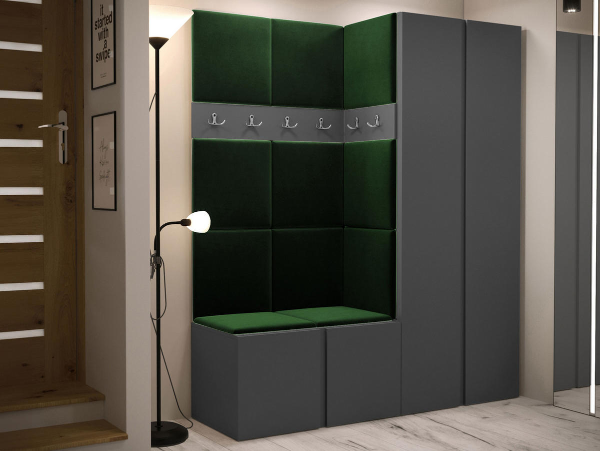 MOBILIER PENTRU HOL Orion III - verde/grafit, material plastic/compozit lemnos (158/186/46cm) - MIRJAN24