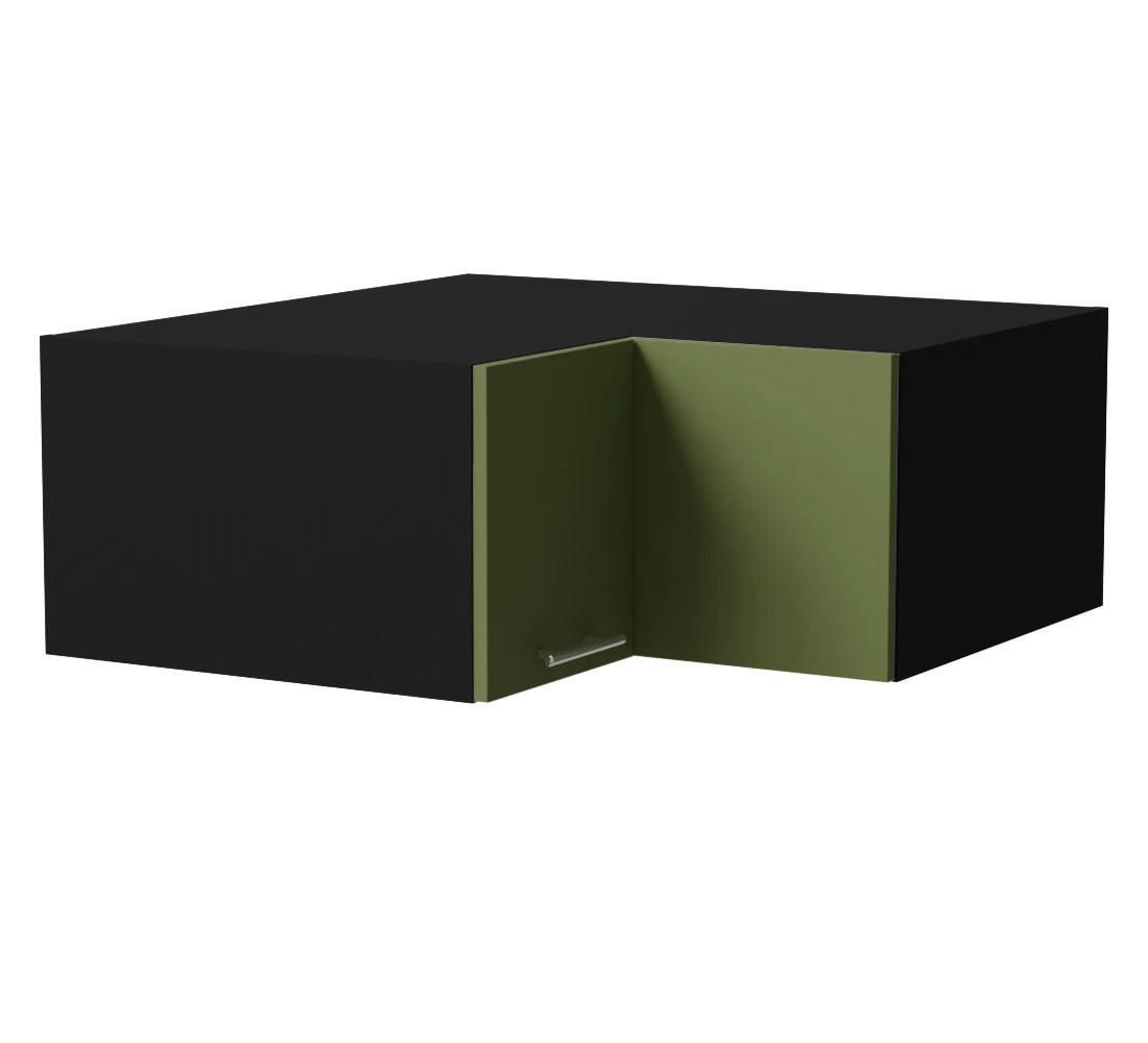 ECKAUFSATZSCHRANK Brerra W14/90/36 Schwarz / RAL 6025 farngrün Matt 90 / 90 / 36cm - Schwarz/Grün, Holz/Holzwerkstoff (90/36/90cm) - Feldmann-Wohnen