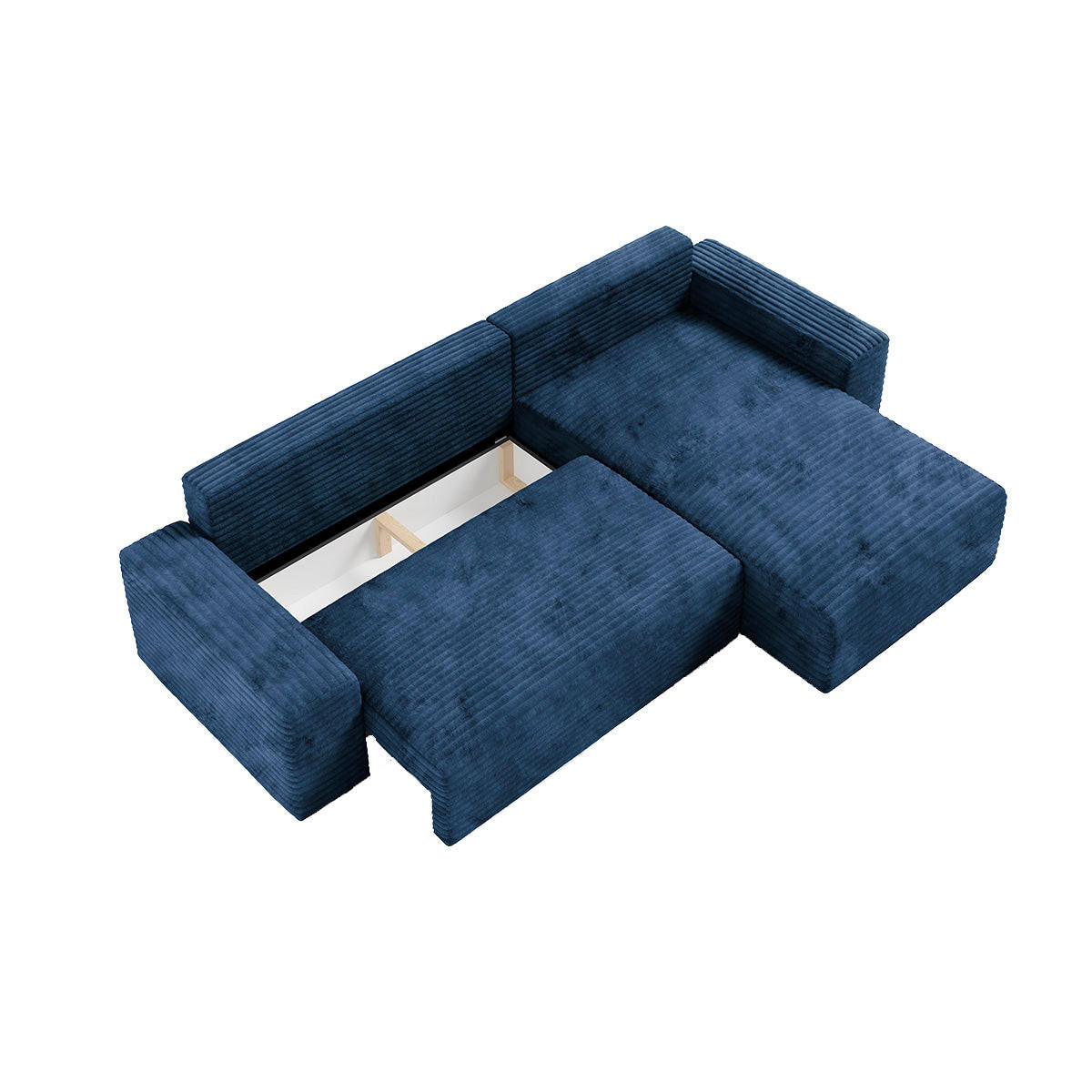 ECKSOFA Fabio 3 Sitzplätze Dunkelblau - Blau, Holz (300/185cm) - Petits-meubles