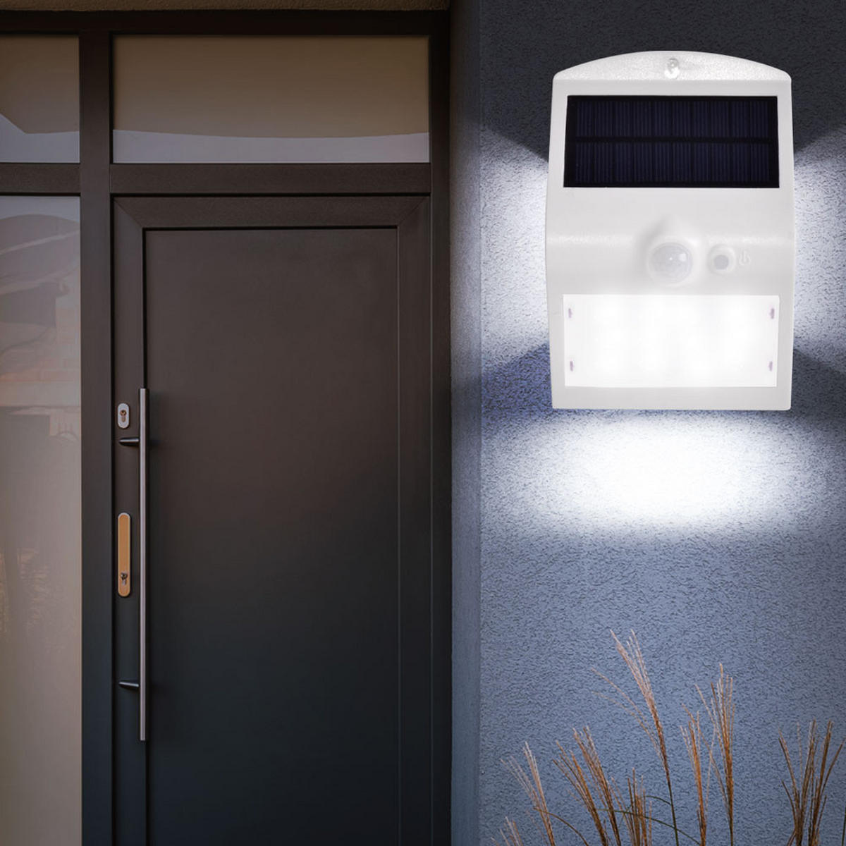 LED WANDLEUCHTE Weiß mit Bewegungsmelder - Weiß, Kunststoff (14.5/9.6/7.9cm)