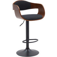 BARHOCKER Stoff Walnuss/Schwarz - Schwarz, Textil/Metall (48/87/50cm) - CLP