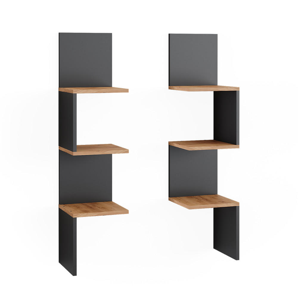 ECKREGAL Paolo Anthrazit 28 x 116.4 cm 2er Set - Anthrazit/Eiche Wotan, Holzwerkstoff (28/116.4/28cm) - Vicco