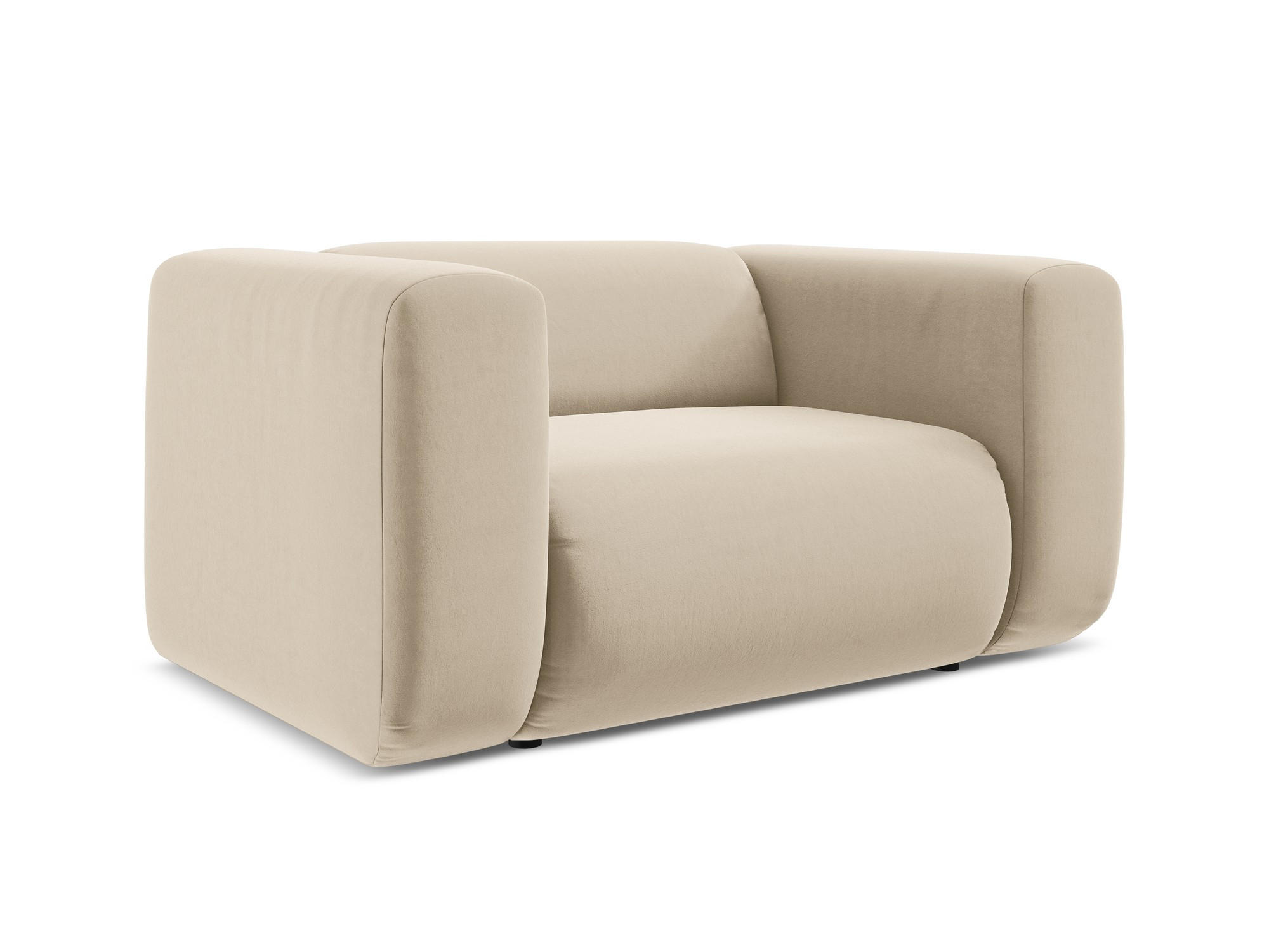 SESSEL Samt Stoff Beige - Beige/Creme, Kunststoff/Textil (137/70/89cm) - Makamii