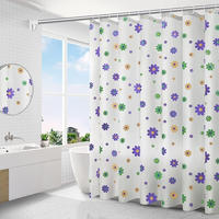 DUSCHVORHANG wasserdicht Grün Muster floral Violett schimmelresistent mit Ringen inklusive - Lila, Kunststoff (180/200cm) - MCBOSON