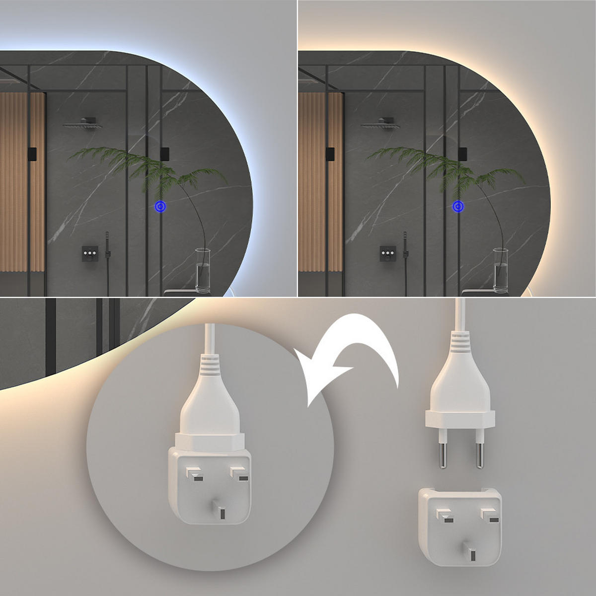 BADEZIMMERSPIEGEL Weiß 110 x 50 cm mit LED Beleuchtung - Weiß, Glas (110/50/3cm) - Vicco