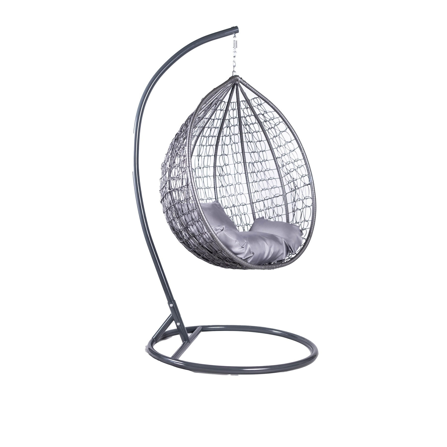 HÄNGESESSEL Cobe Grau, Grau Kissen, Garten Hängesessel Kokon aus Technorattan - Grau, Kunststoff/Metall (107/198/68cm) - Bettso