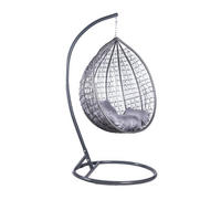 HÄNGESESSEL Cobe Grau, Grau Kissen, Garten Hängesessel Kokon aus Technorattan - Grau, Kunststoff/Metall (107/198/68cm) - Bettso