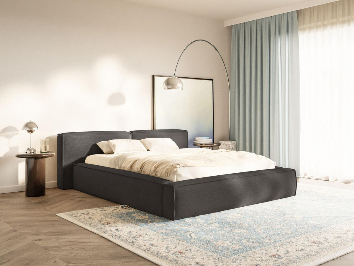 POLSTERBETT Tilves Low Grafitgrau 200x200 cm - Schwarz/Graphitfarben, Kunststoff/Textil (200/200cm) - Selsey