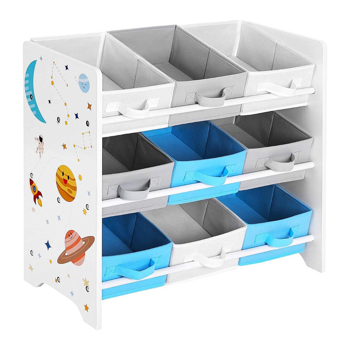 KINDERREGAL mit 9 herausnehmbaren Aufbewahrungsboxen - Weiß, Holzwerkstoff (29.5/60/62.5cm) - Calicosy