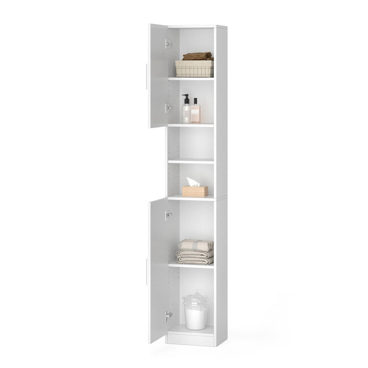 BADSCHRANK Luis Weiß 32 x 190 cm - Weiß, Holzwerkstoff (32/190/25.8cm) - Vicco