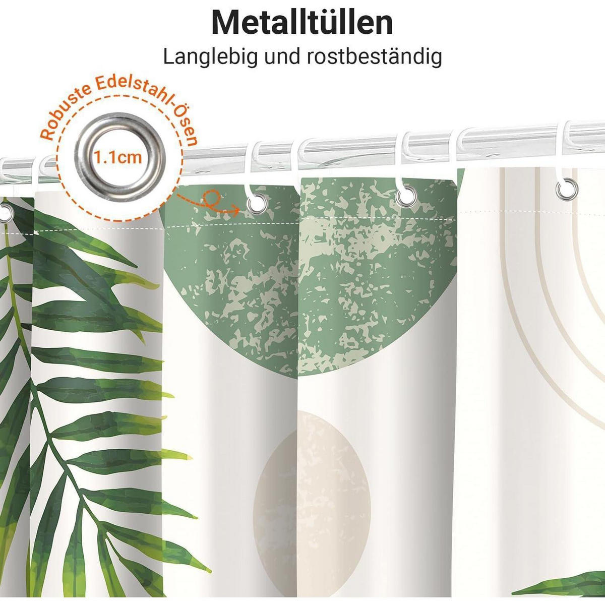 DUSCHVORHANG Grün Blätter Linie 120 x 200 cm - Grün, Textil (120/200cm)
