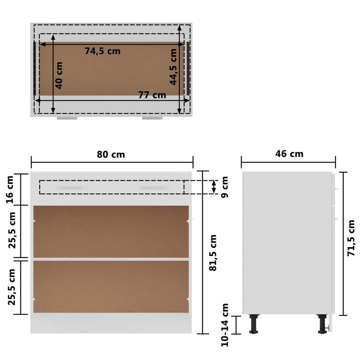 SCHUBUNTERSCHRANK Lyon Weiss 80/46/81,5 Cm Holzwerkstoff - Weiß, Holzwerkstoff (46/81.5/80cm) - vidaXL