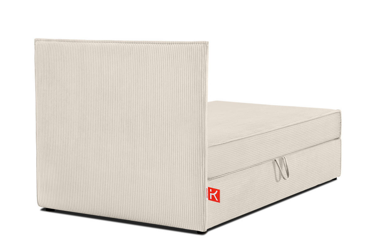 BOXSPRINGBETT ROTI Einzelbett, ecrufarben - Ecru/Schwarz, Holz/Holzwerkstoff (80/200cm) - KONSIMO®