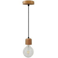 PENDELLEUCHTE Erdy Textilkabel 7.5/7 cm - Nussbaumfarben, Holz/Textil (7/7.5/7cm) - Bamyum
