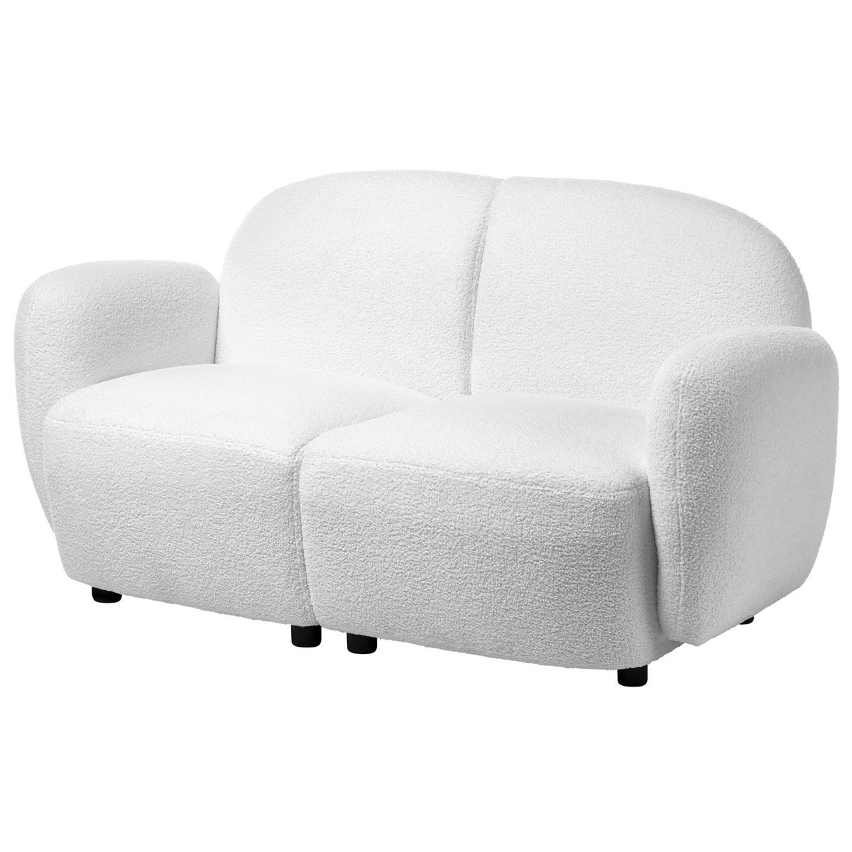 2-SITZER-SOFA Bouclé Weiß Jule - Schwarz/Weiß, Textil (151/77/82cm) - Beliani