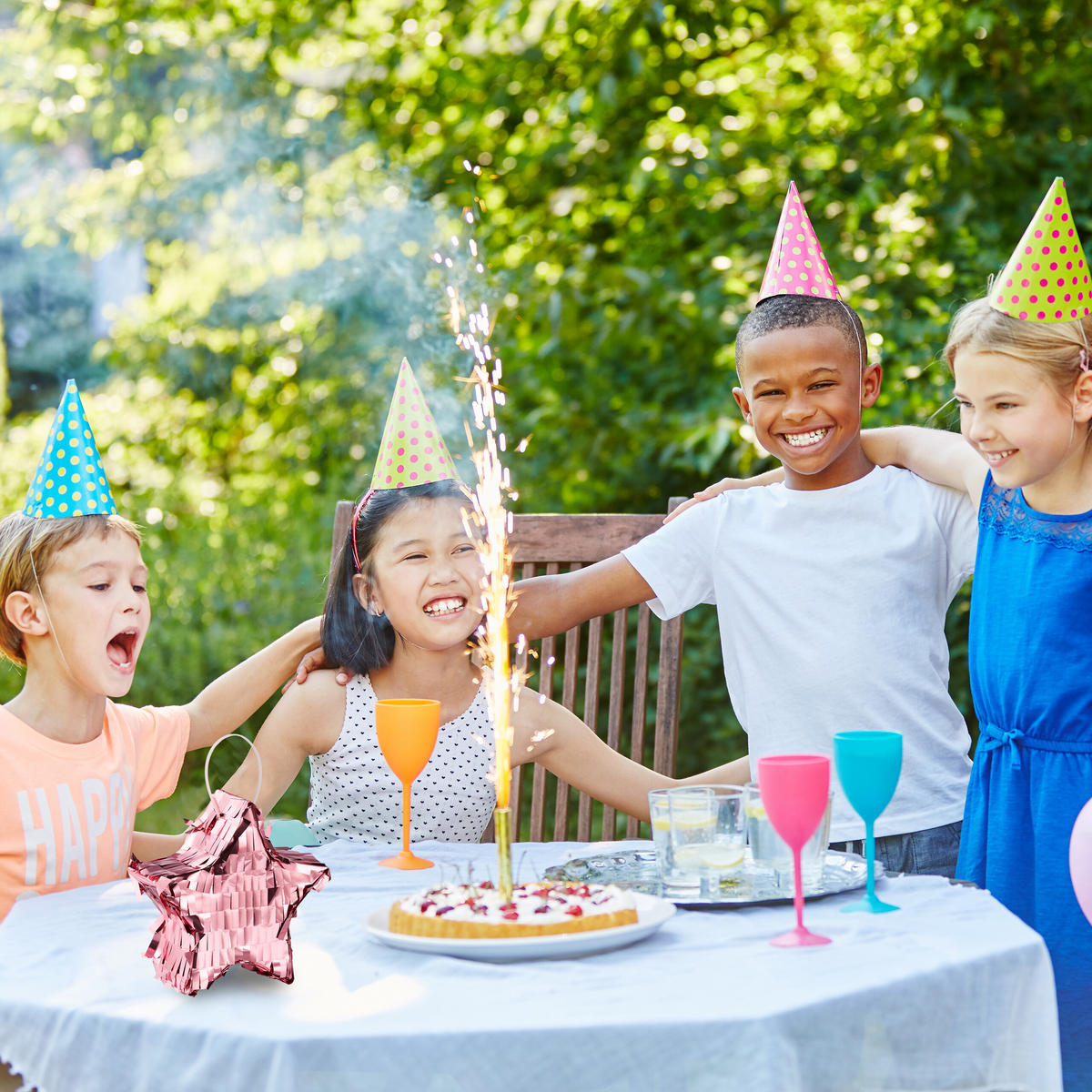 MINI-PINATA - Rosa, Papier/Wellpappe (12/12/4cm) - Relaxdays