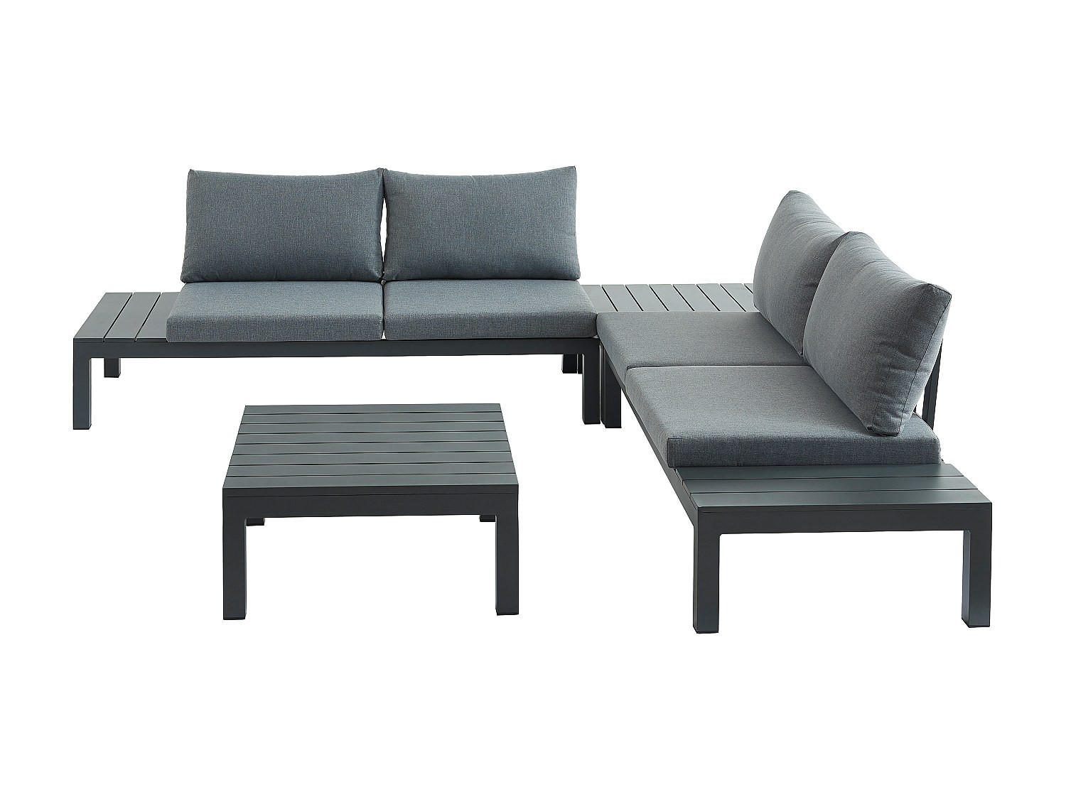 GARTENSITZGRUPPE im Set - 4 Personen - Metall - Anthrazitgrau - - Anthrazit, Metall - Vente-Unique