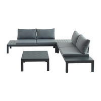 GARTENSITZGRUPPE im Set - 4 Personen - Metall - Anthrazitgrau - - Anthrazit, Metall - Vente-Unique