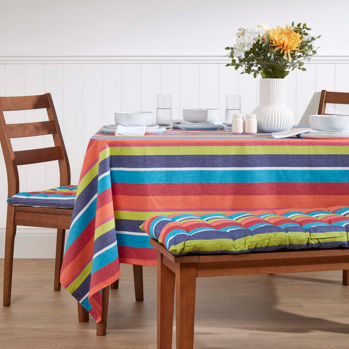TISCHDECKE bunt gestreift 137/228 cm, 100% Baumwolle - Multicolor, Textil (137/228cm) - Homescapes