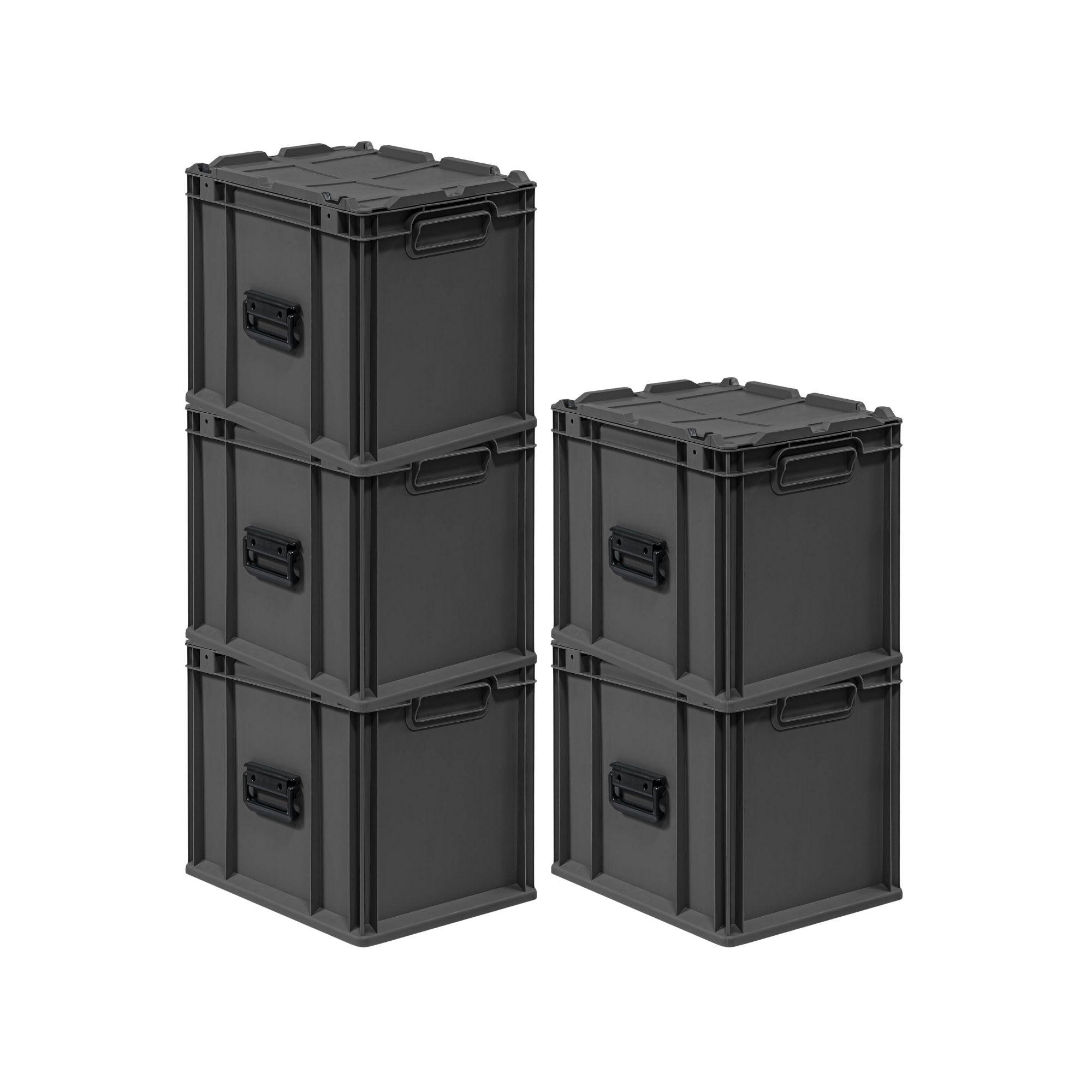 EUROBOX 5x NextGen Portable, HxBxT 33,5x30x40cm, 30 Liter, Schwarz - Schwarz, Kunststoff (30/33.5/40cm) - PROREGAL