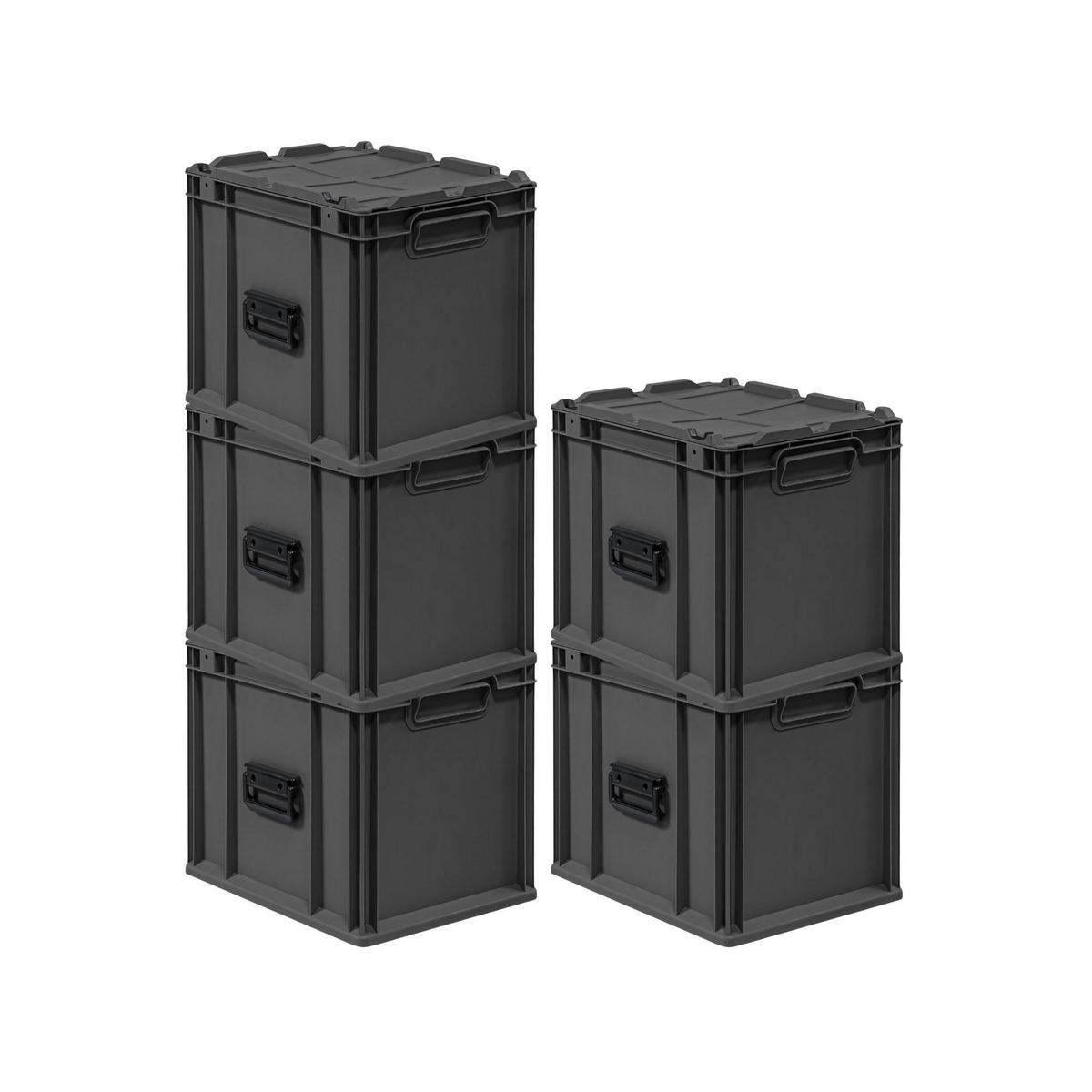 EUROBOX 5x NextGen Portable, HxBxT 33,5x30x40cm, 30 Liter, Schwarz - Schwarz, Kunststoff (30/33.5/40cm) - PROREGAL