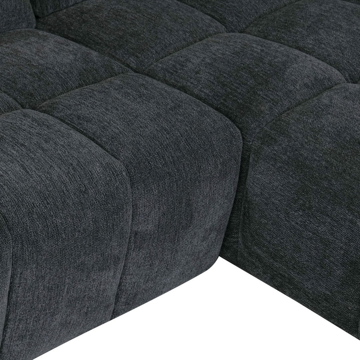 ECKSOFA Webstoff Grau - Schwarz/Grau, Textil/Metall (268/156cm) - Furnhouse