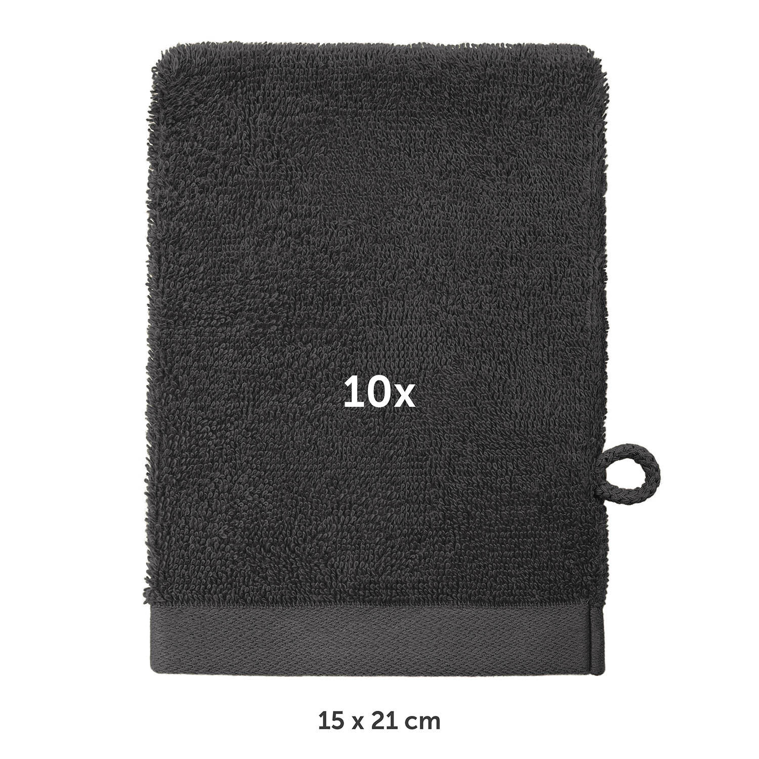 WASCHLAPPEN 10er-Set, 10x Waschlappen 15/20 cm, Dunkelgrau - Dunkelgrau, Textil (15/20cm) - Blumtal