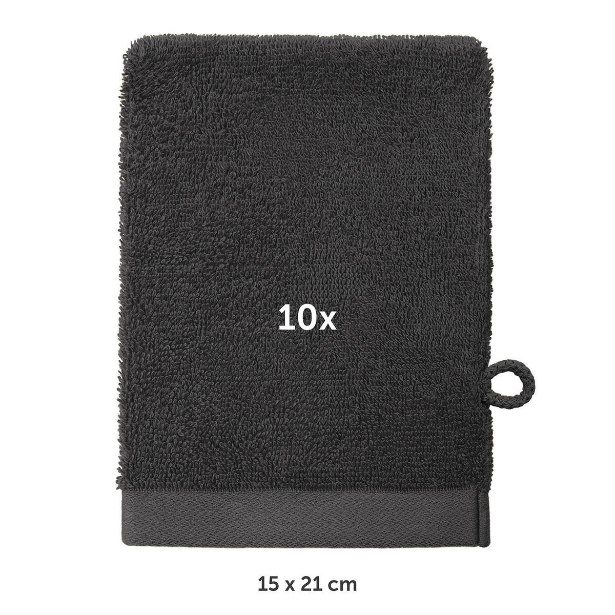 WASCHLAPPEN 10er-Set, 10x Waschlappen 15/20 cm, Dunkelgrau - Dunkelgrau, Textil (15/20cm) - Blumtal